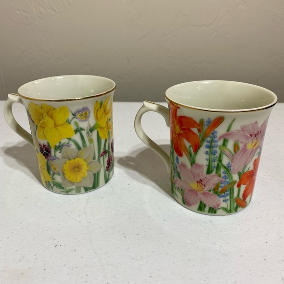 1995 Lenox Day Lily & Daffodil Flower Blossom Coll Suzanne Clee Pair Of … - Picture 2 of 9